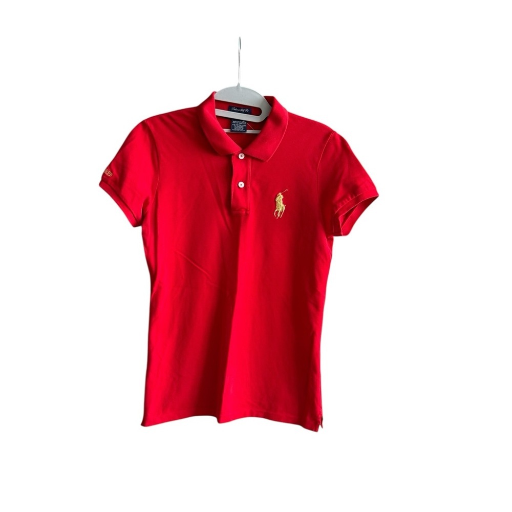 Polo by Ralph Lauren Big Pony Red and Gold Polo Shirt Classic Design - Picture 3 of 12